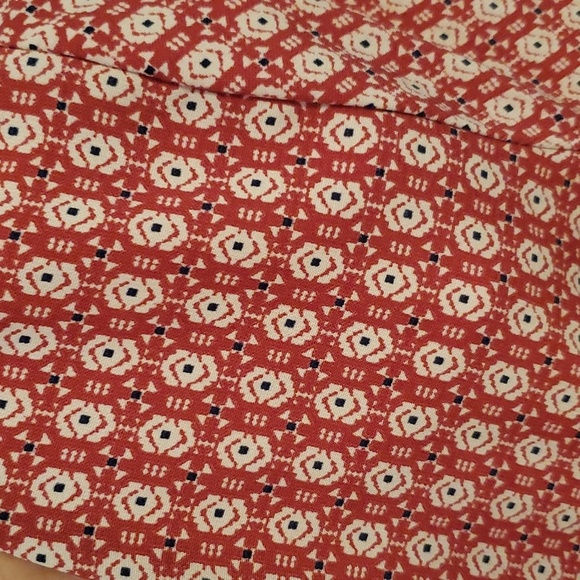 Vintage Fervour long sleeve dress. Red, white, navy blue pattern. Boho. Size M. - Picture 6 of 13